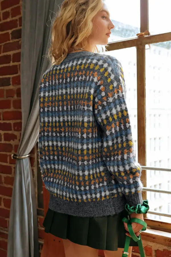 Button Front V Neck Cardigan