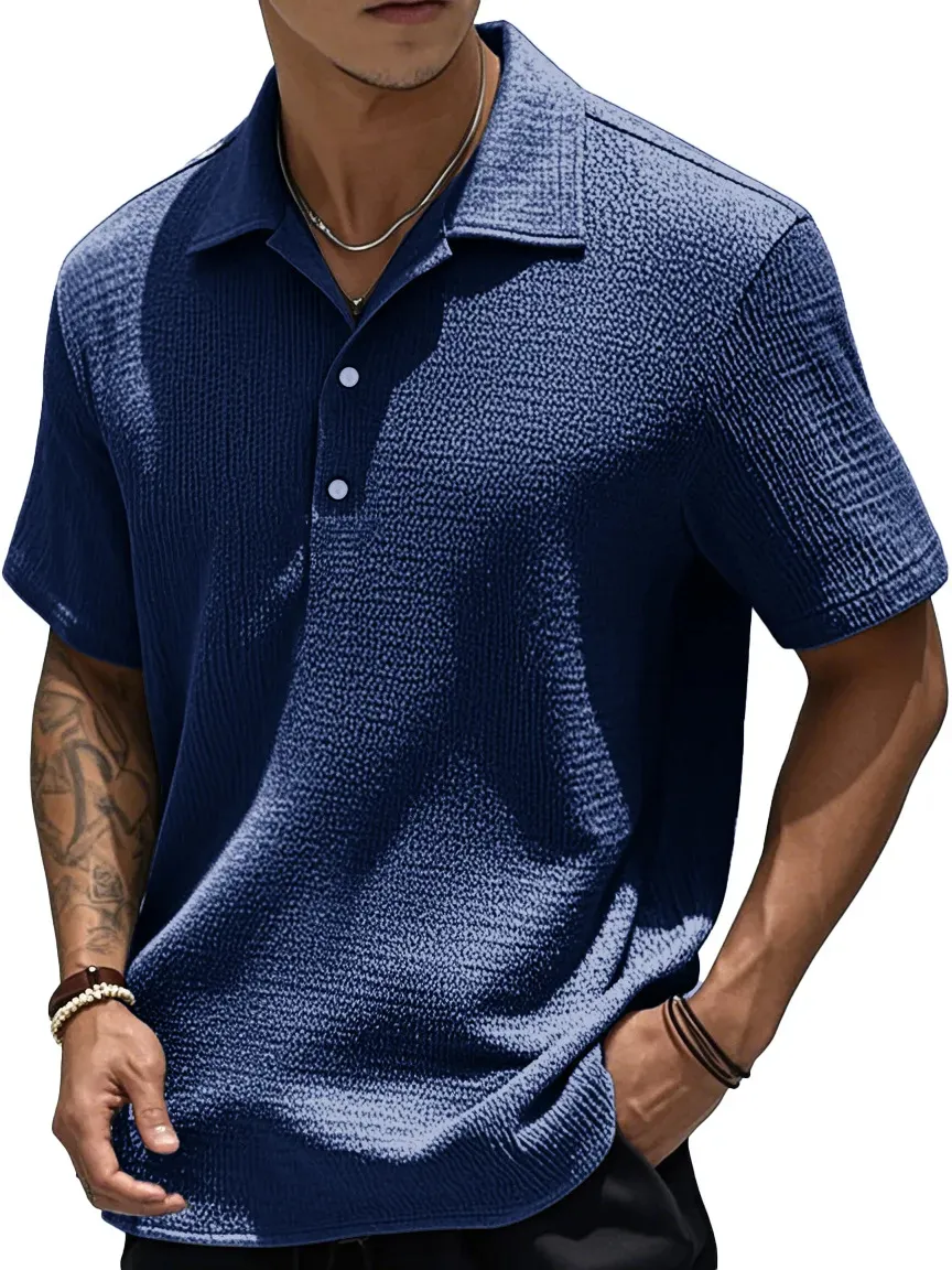 Textured Short Sleeve Button Front Shirt