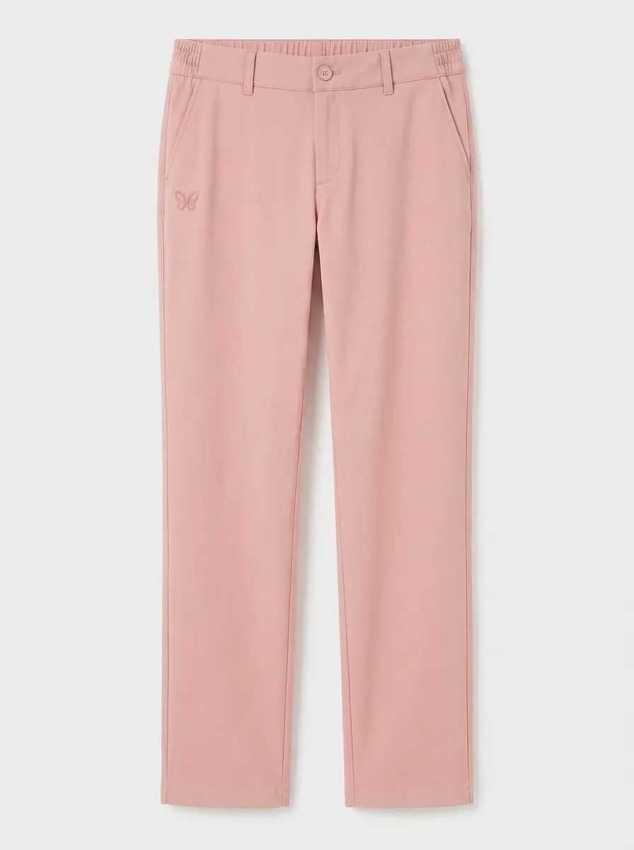 Women's Butterfly Emblem Mid-Rise High-Stretch Straight-Leg Pants