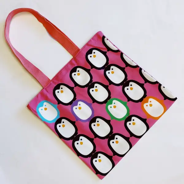 Let’s Hold Hands Penguin Canvas Tote