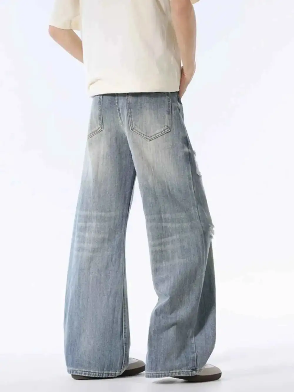 Modern Distressed Wide Leg Jeans