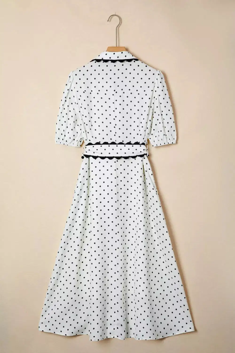 Polka Dot Short Sleeve Midi Dress