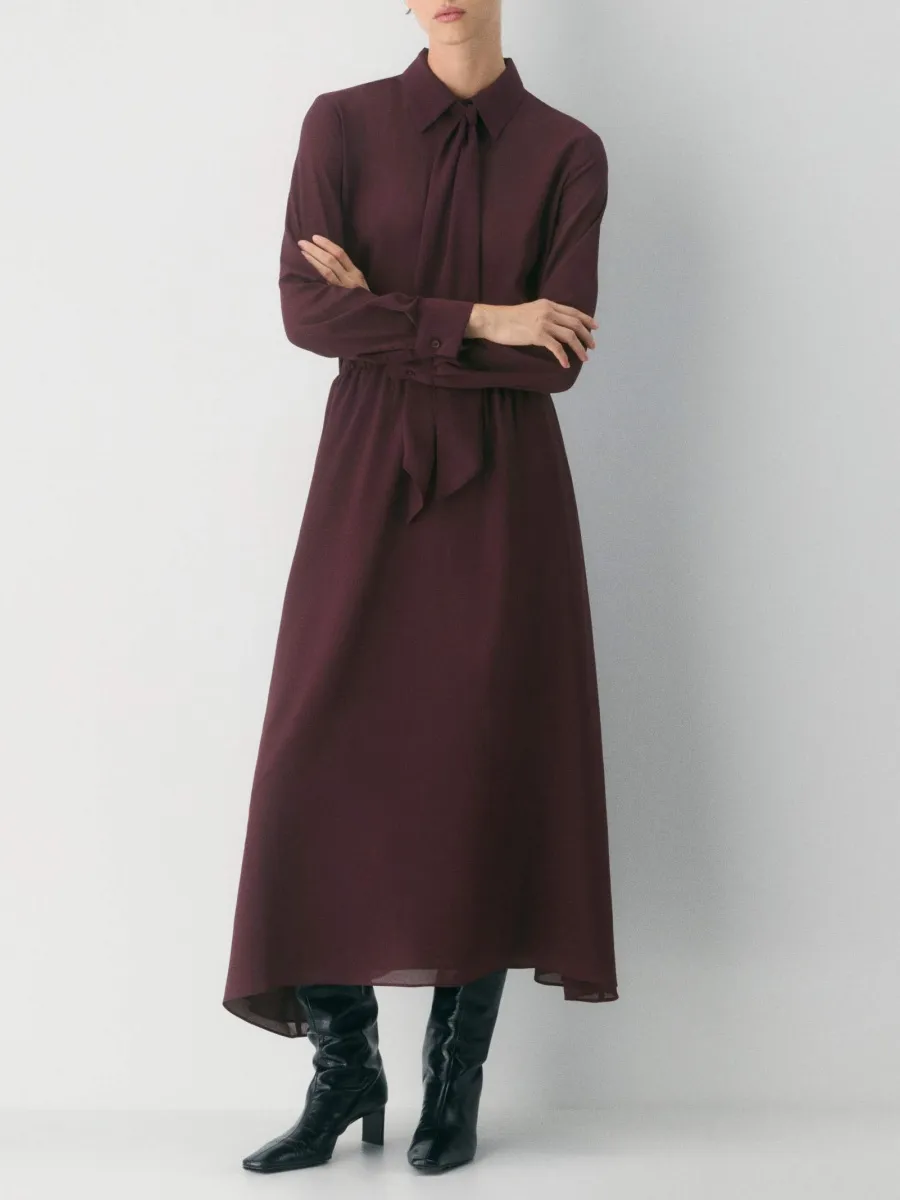 Tie Neck Midi Dress