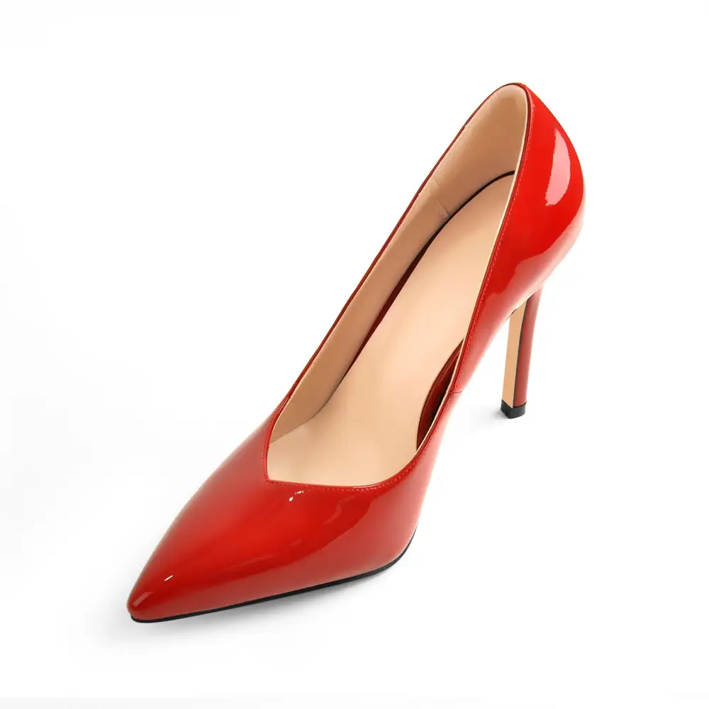 Contemporary Patent Finish Pointed Toe Stiletto Pumps