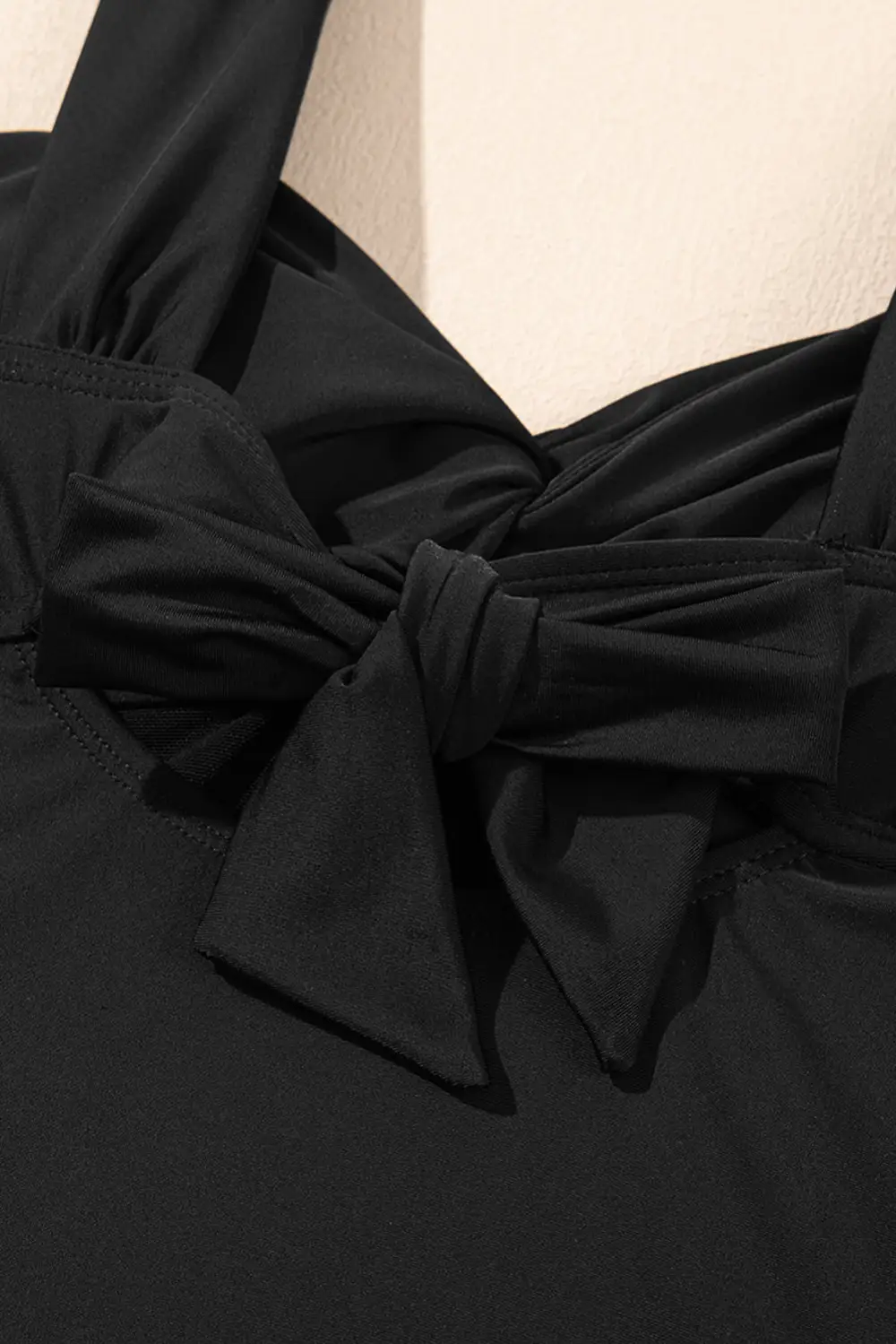 Panel Detail Twist Bowknot One Piece Swimsuit