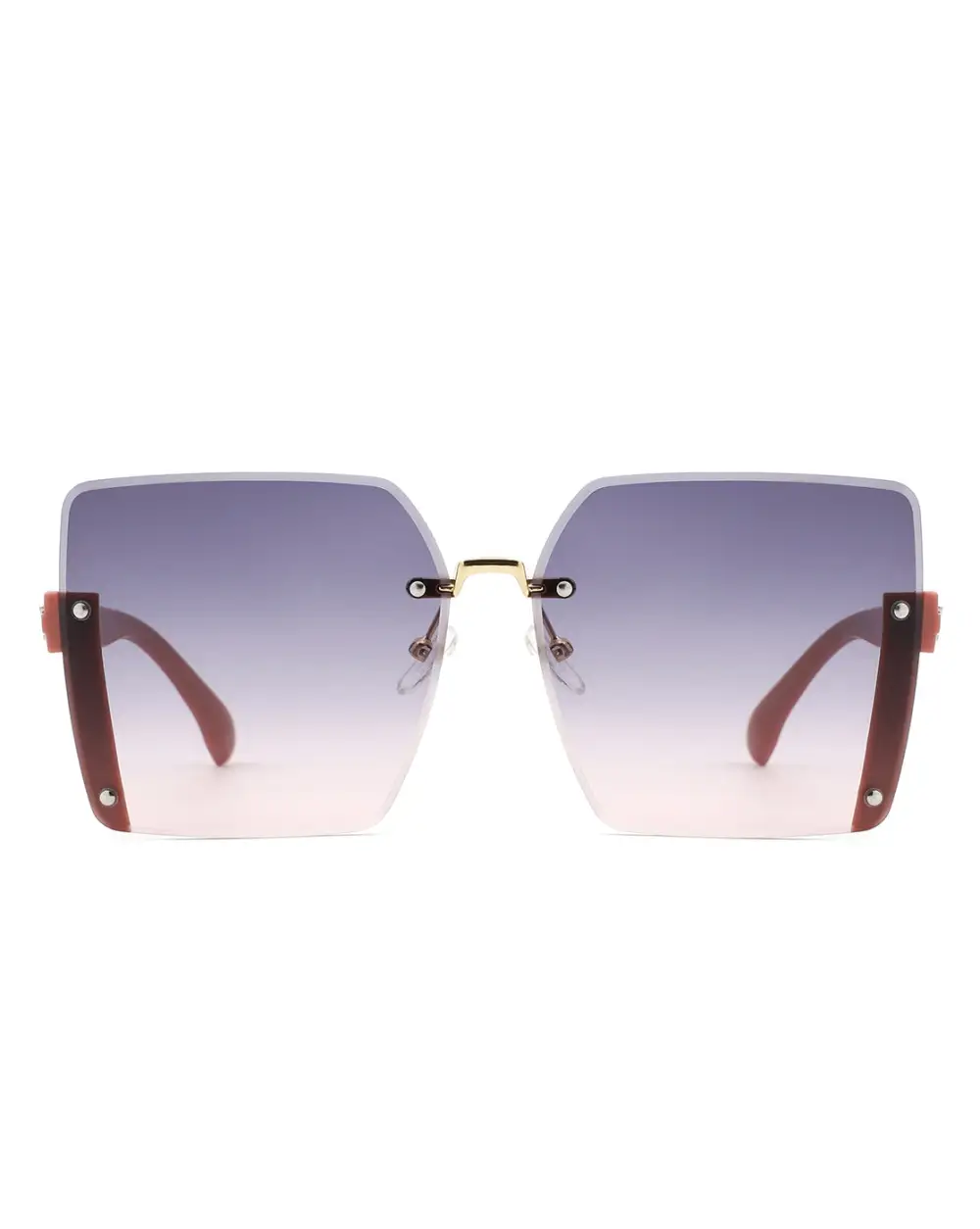 Knotted Square Rimless Frame Sunglasses