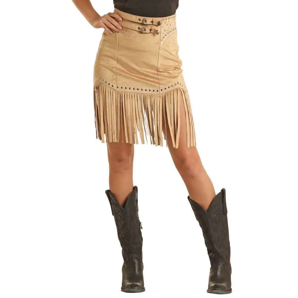 Studded Fringe Detail Skirt
