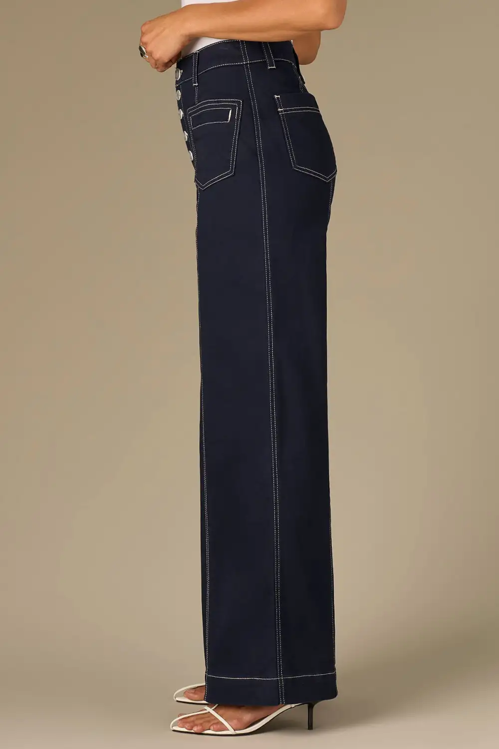 Button Fly Wide Leg Plus Size Pants