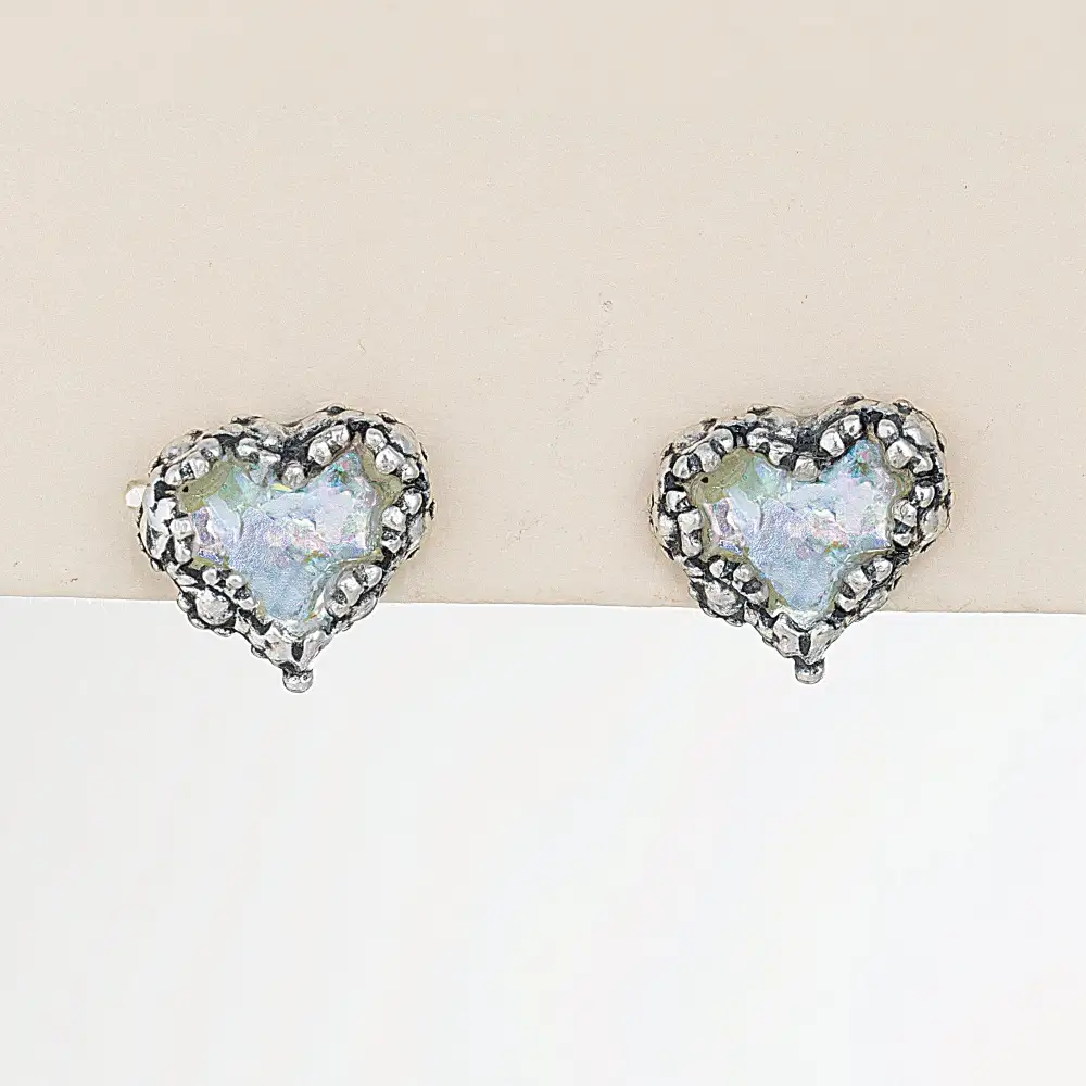 Glass Textured Floral Drop Earrings