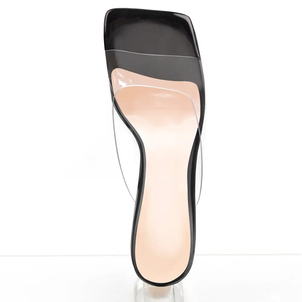 Transparent Chunky Heel Square Toe Mule Sandals