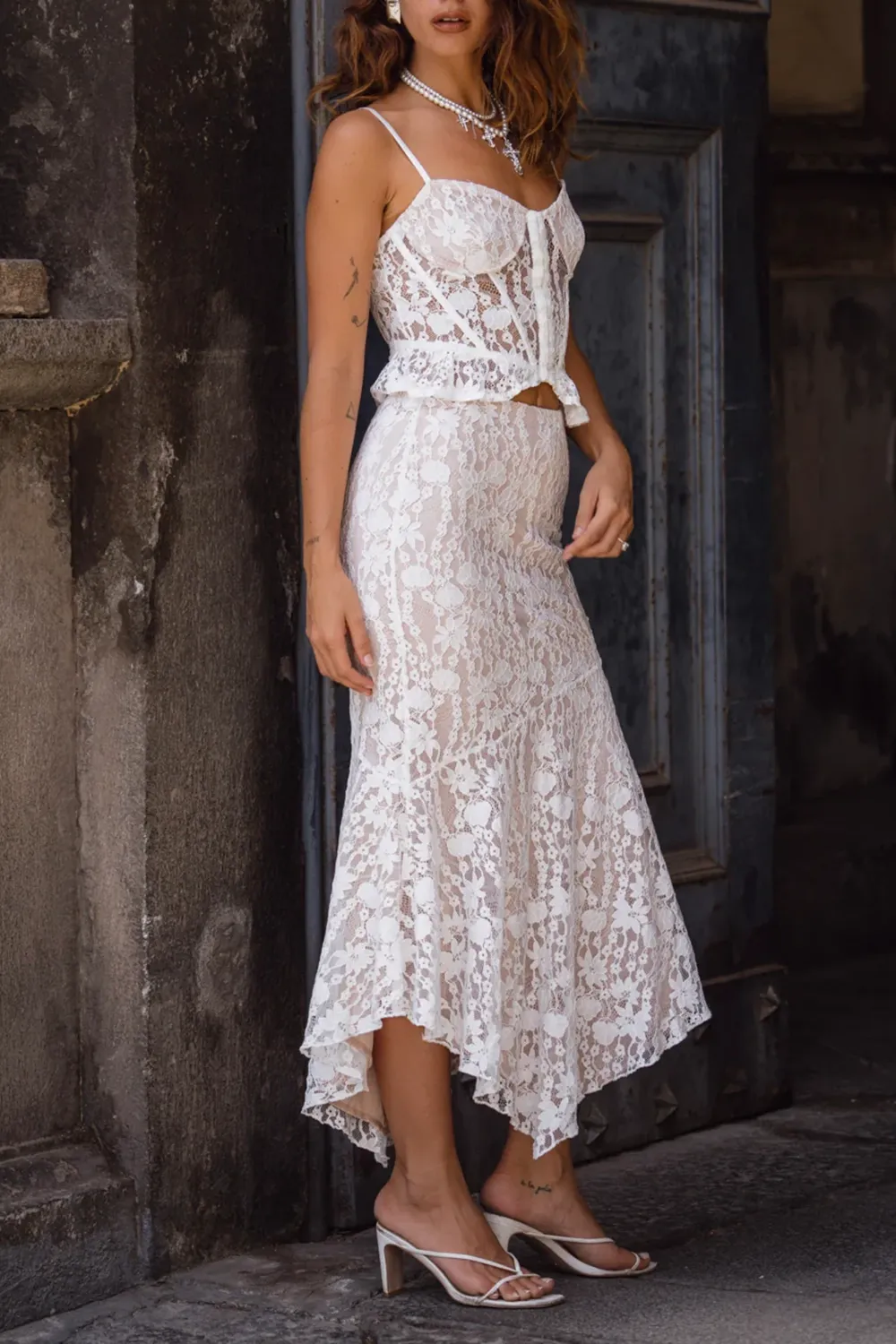 Rosemary White Lace Bustier Top