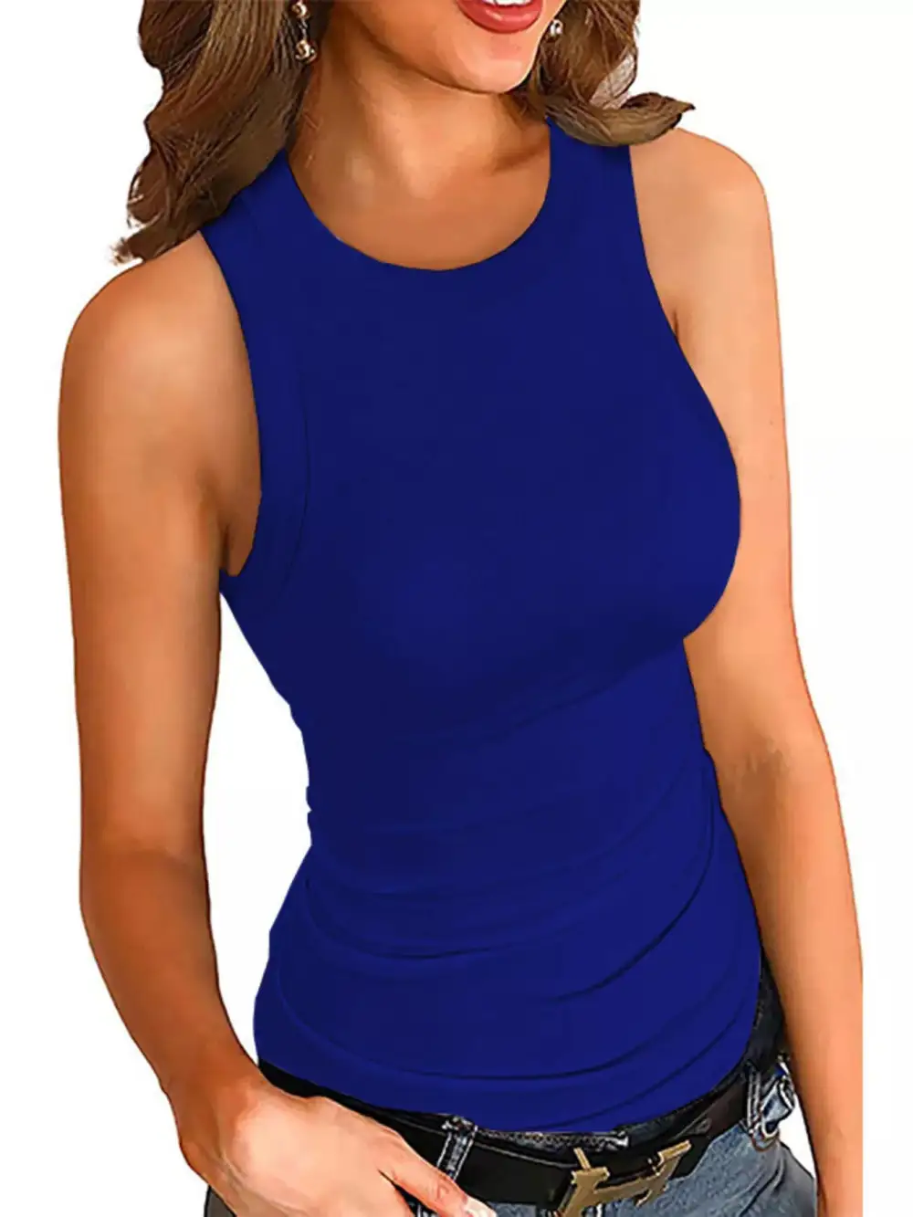 Full Size Ribbed Round Neck Tank Plus