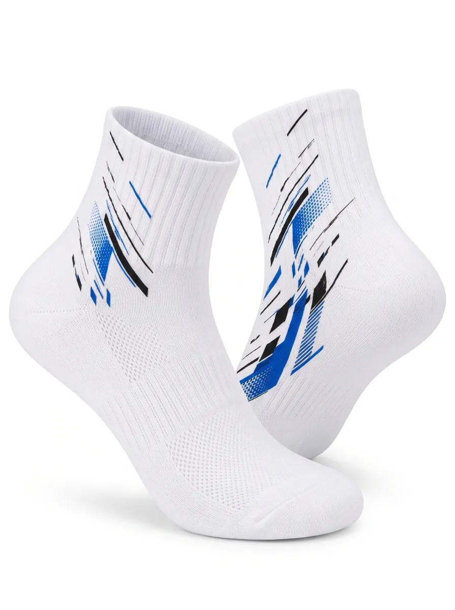 White Trail Abstract Graphic Performance Ankle Socks