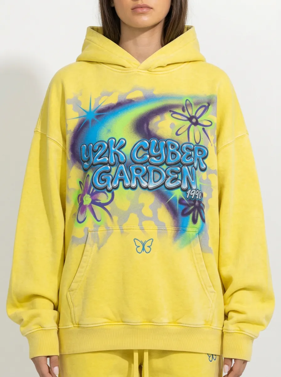 Unisex Streetwear Floral Airbrush Butterfly Hoodie