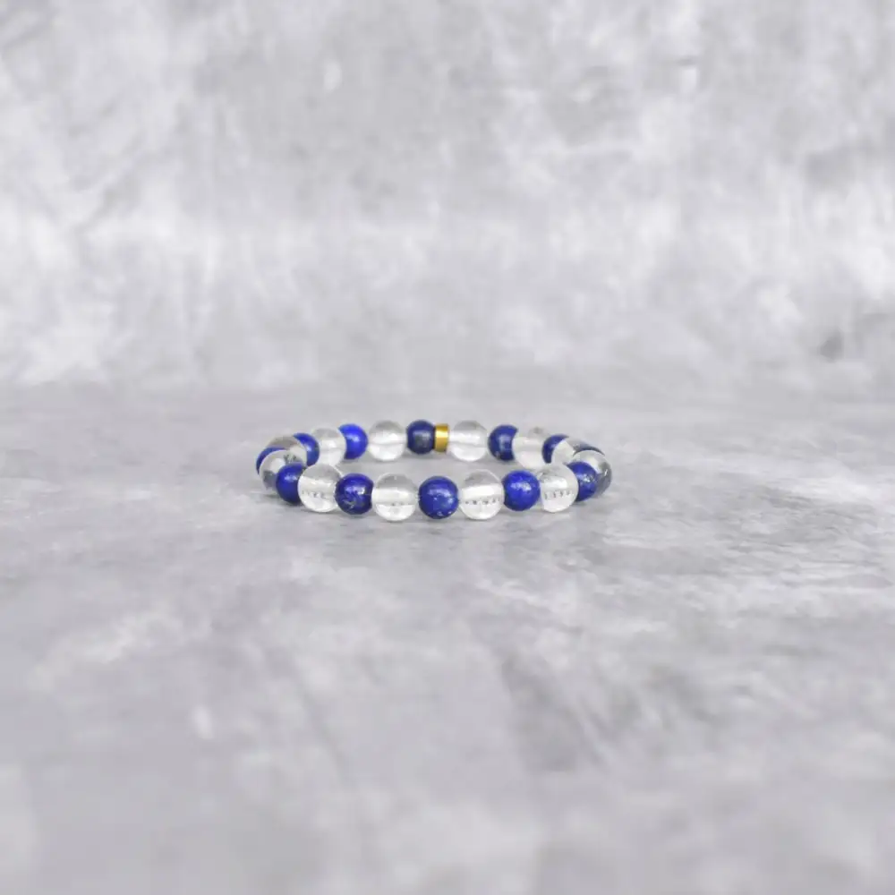 Clear Quartz Lapis Lazuli Bead Bracelet
