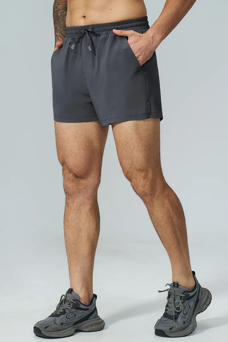 Breathable Drawstring Side Pocket Athletic Shorts