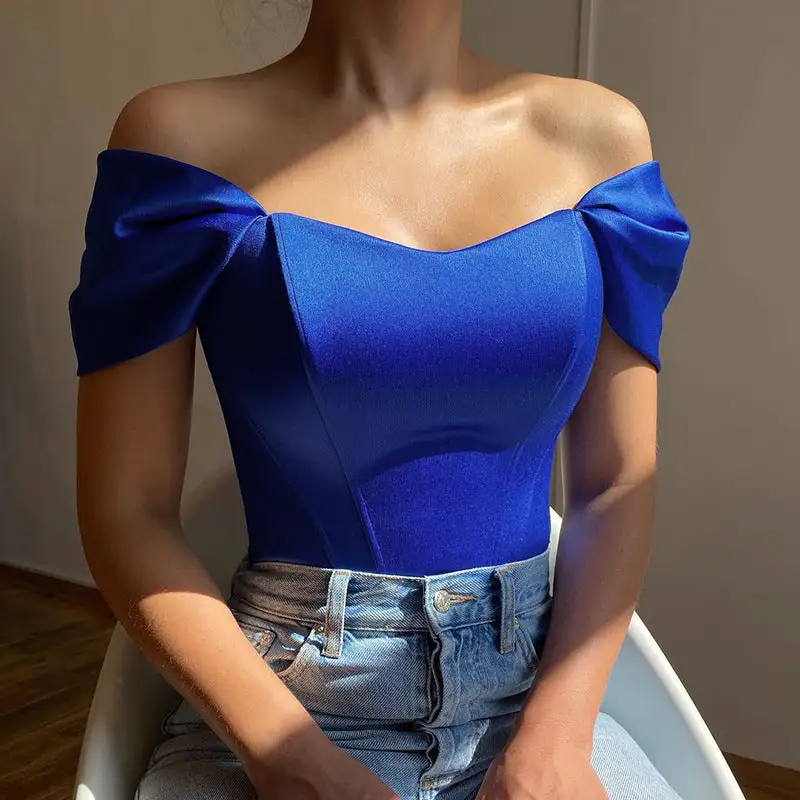 Satin Off Shoulder Fishtail Top
