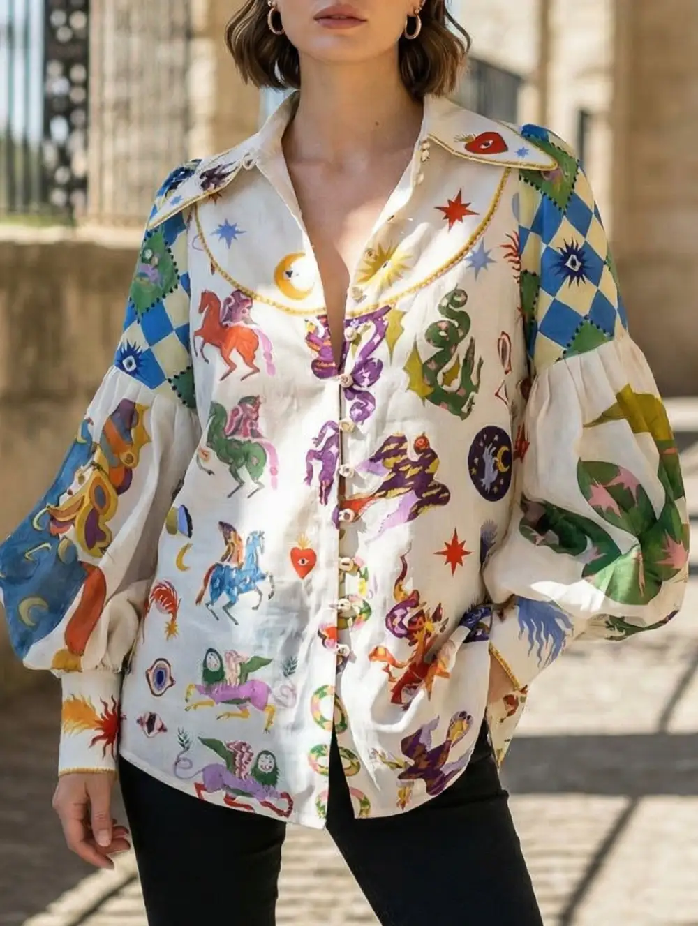 Vintage Illustration Print Shirt