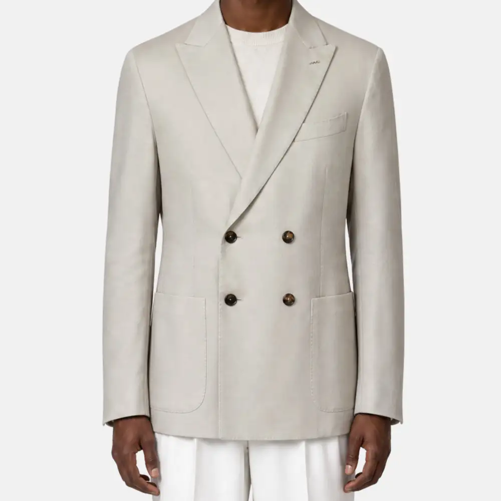 Double Breasted Cashmere Silk Blazer Jacket
