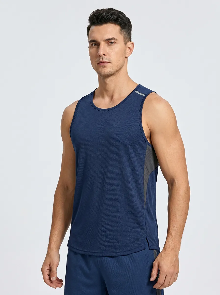 Men's Fitness Sports Gym Quick-Dry Mesh Printed Tank Top