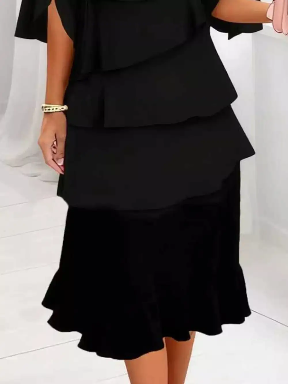 Finish Ruffle Flutter Sleeve Dress