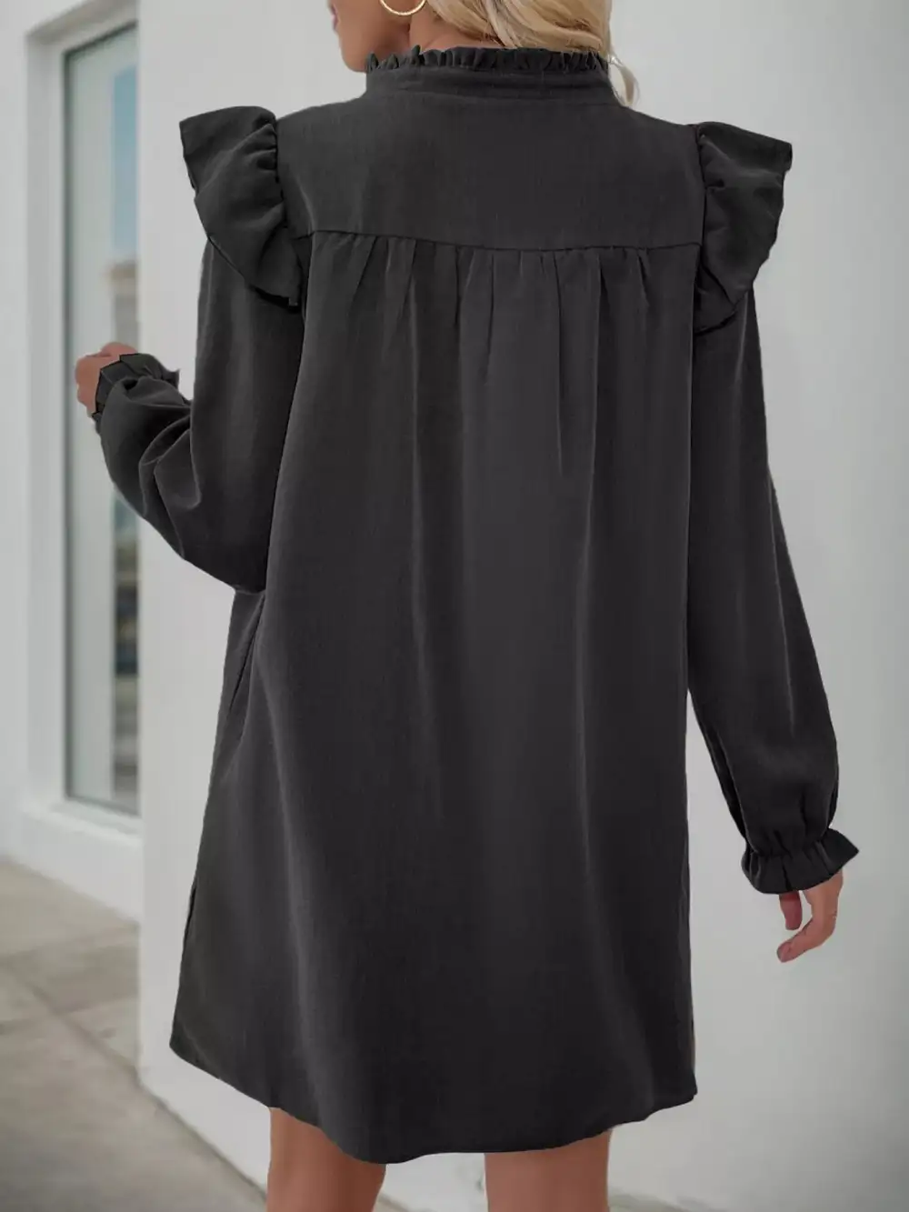 Polished Detail Ruffle Dress