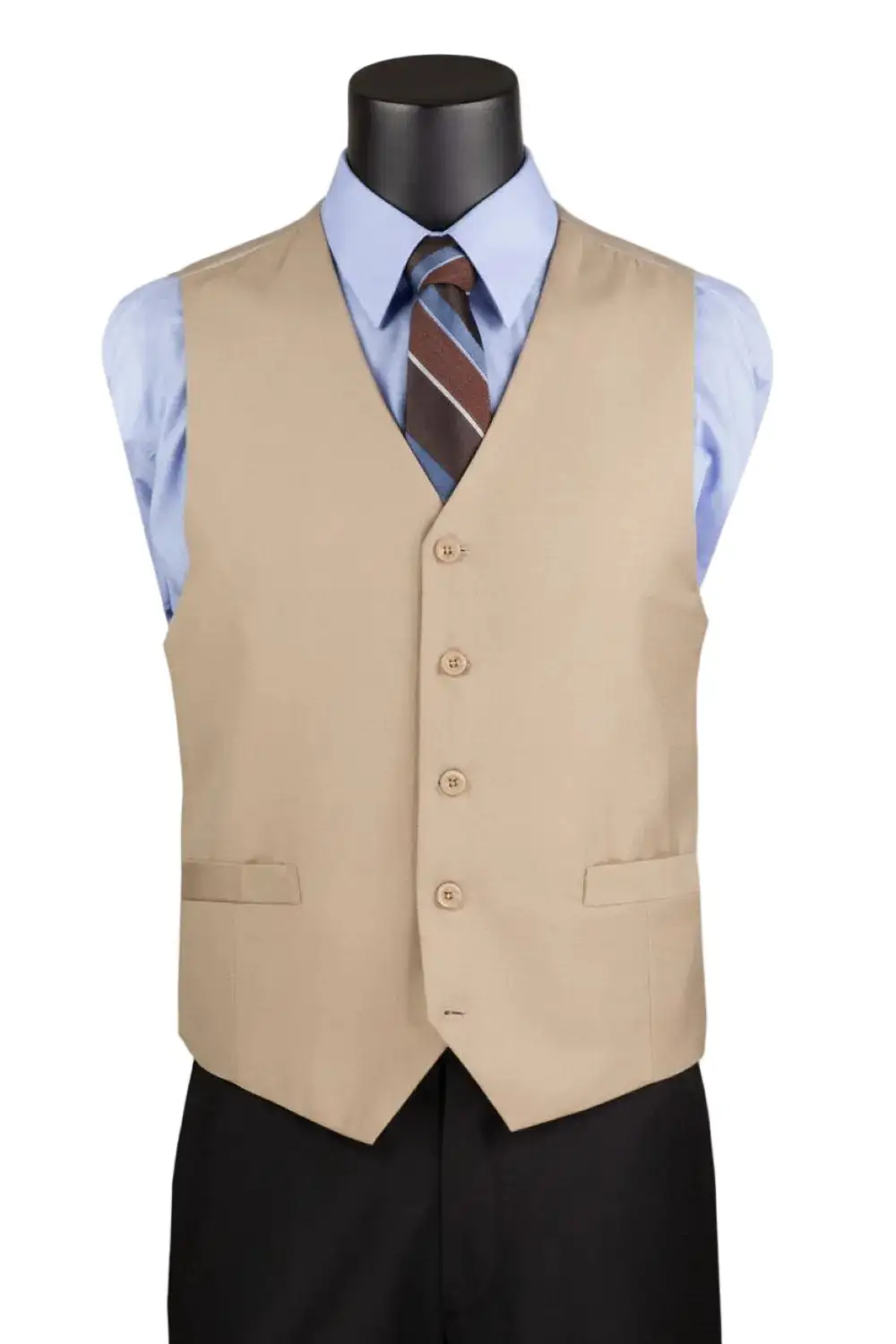 Beige Slim Fit Textured Solid Single Breasted Five Button Dress Vest