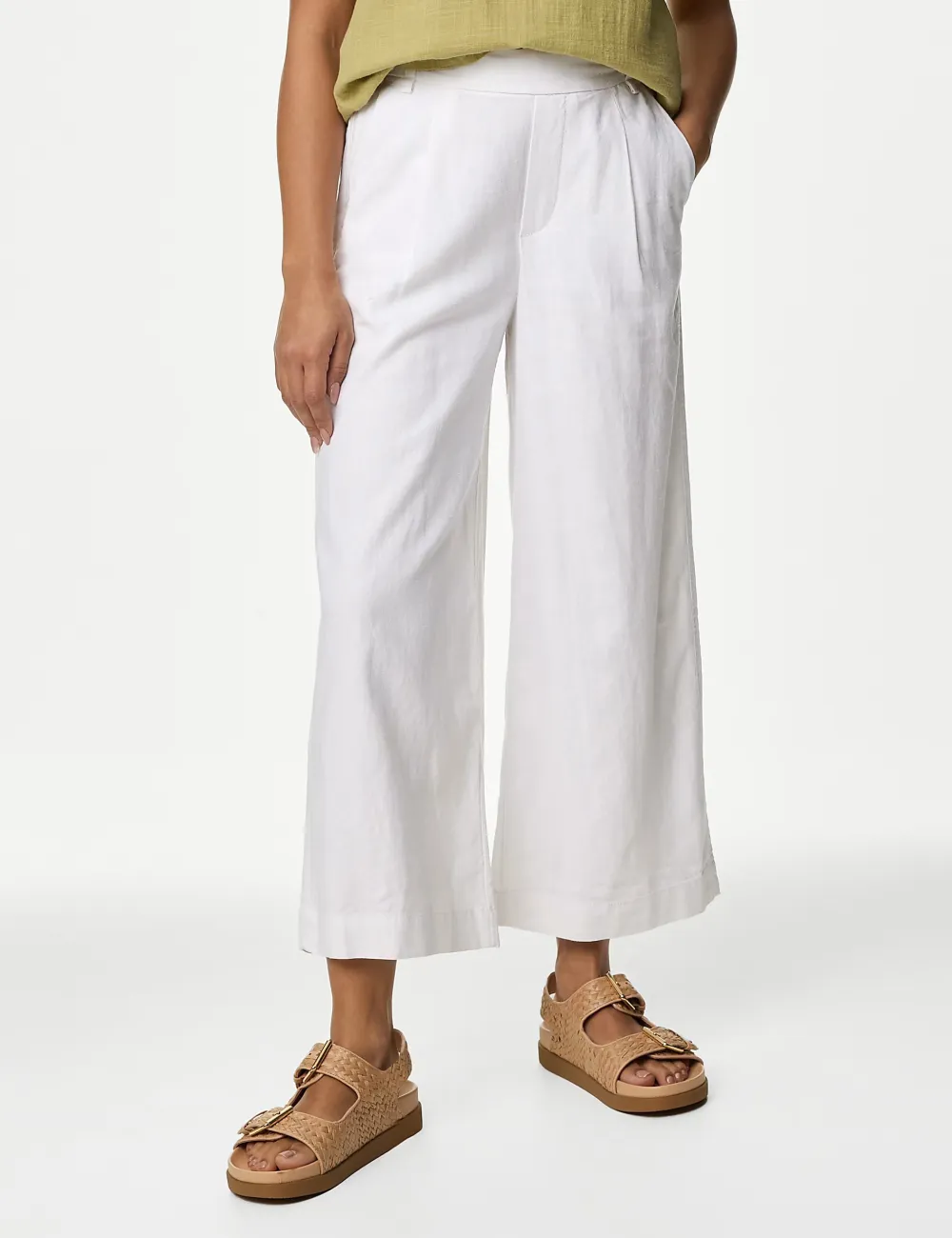 Black Shirred Wide Leg Trousers