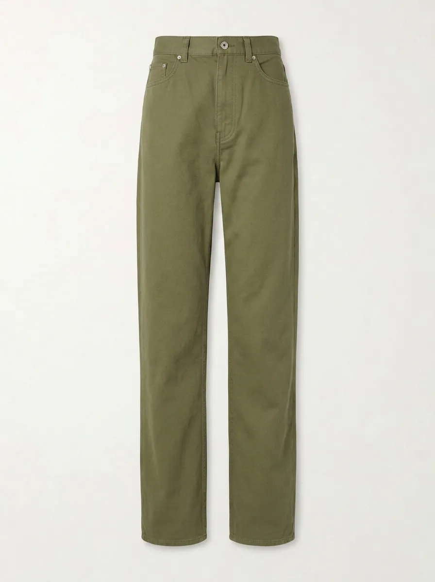 Women's Casual Olive Green Solid Mid-Rise Straight Leg Pants