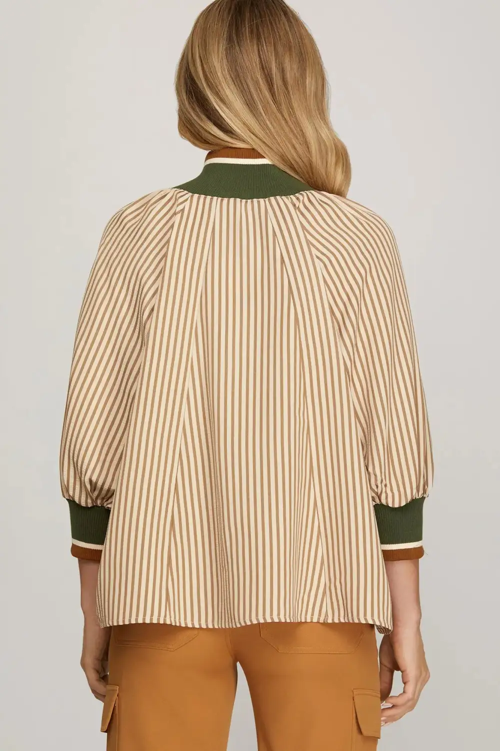 Zipper Front Striped Top