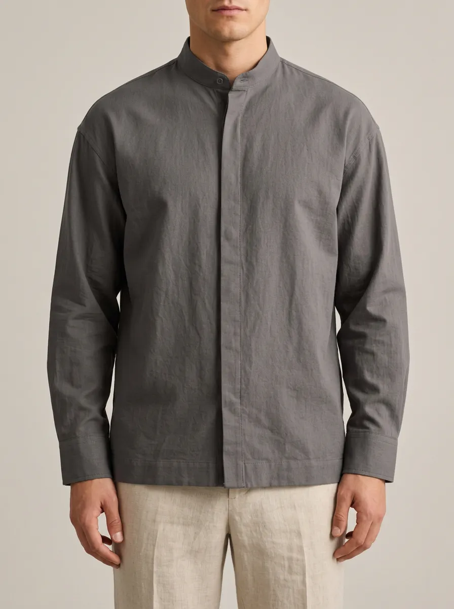 Grey Everyday Shirt with Plain Accents