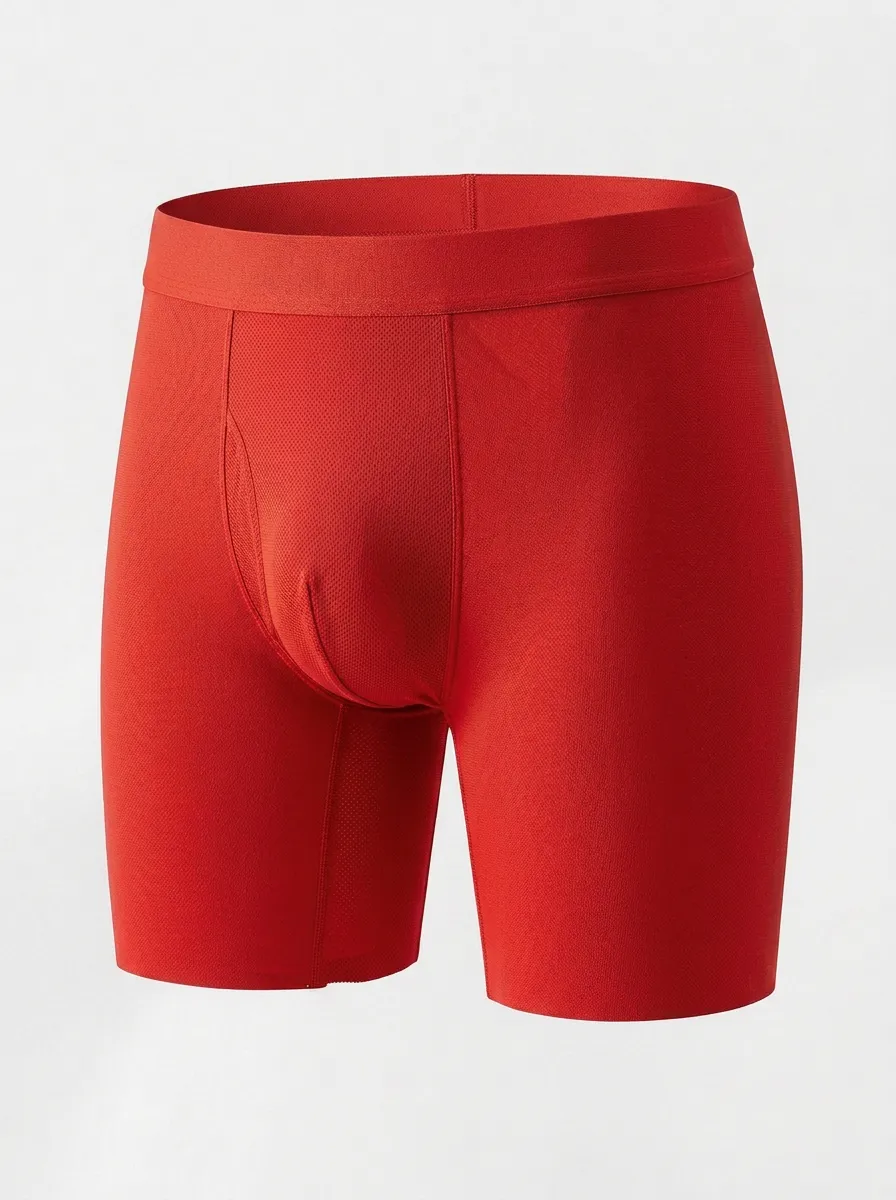 Men's Athletic Solid Grey Mesh Printed Boxer Briefs