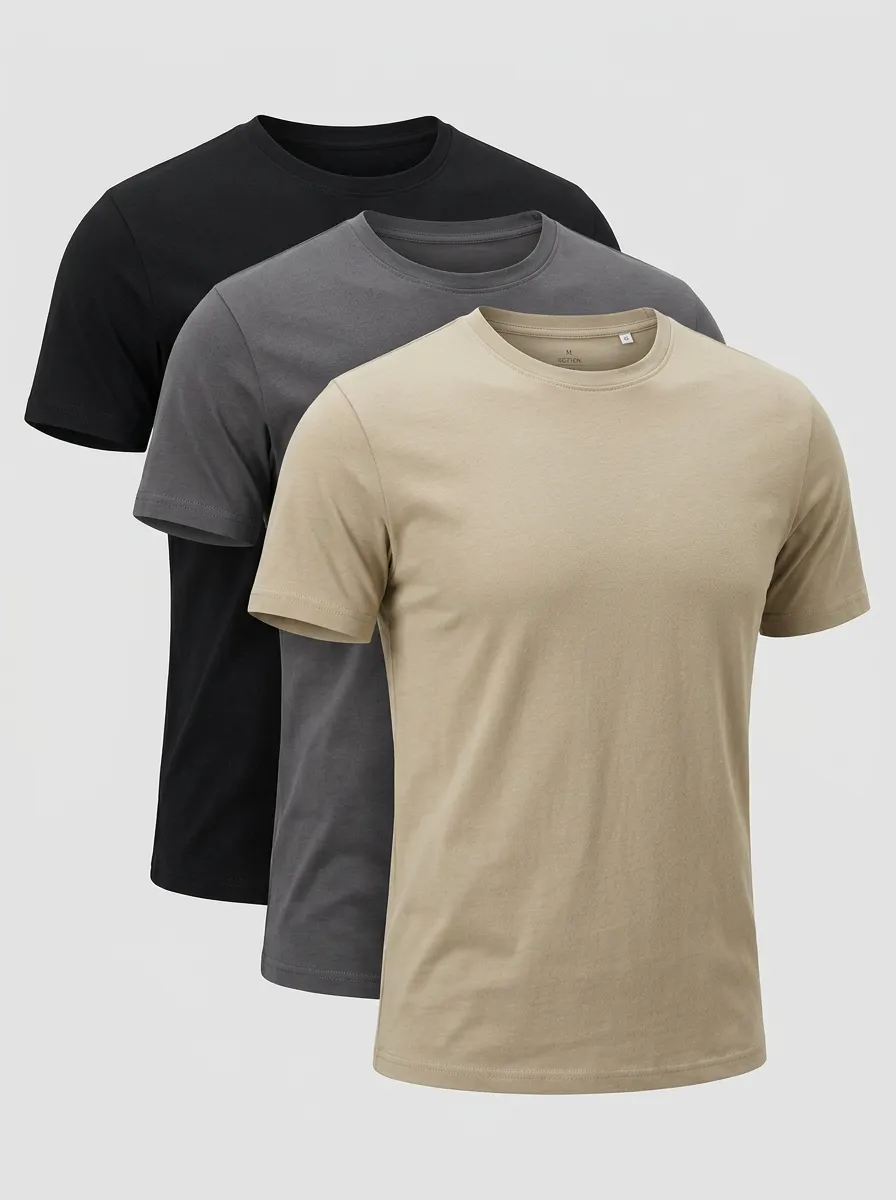 Crew-Neck Basic Casual Men's Three-Pack Crew Neck T-Shirts
