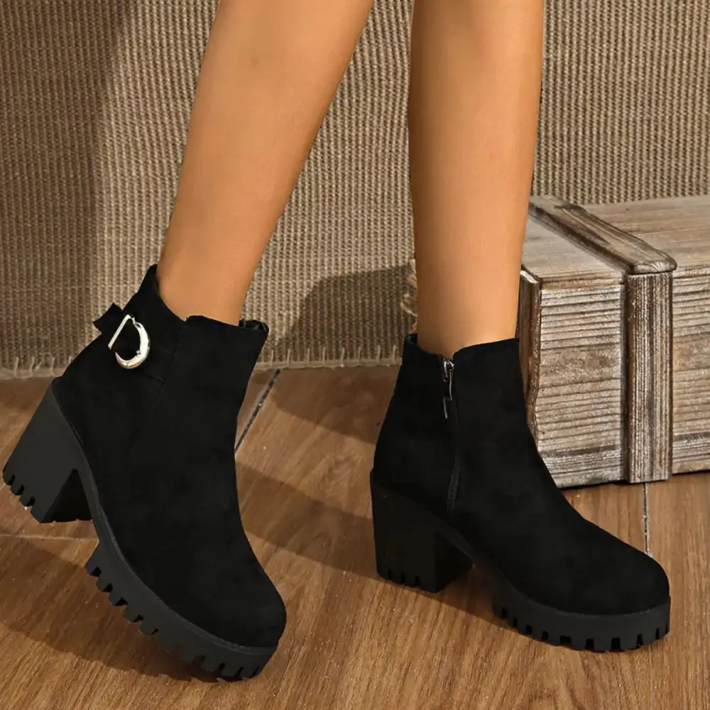 Essential Round Toe Block Heel Boots
