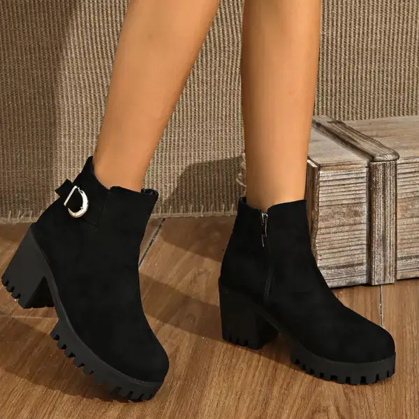 Essential Round Toe Block Heel Boots