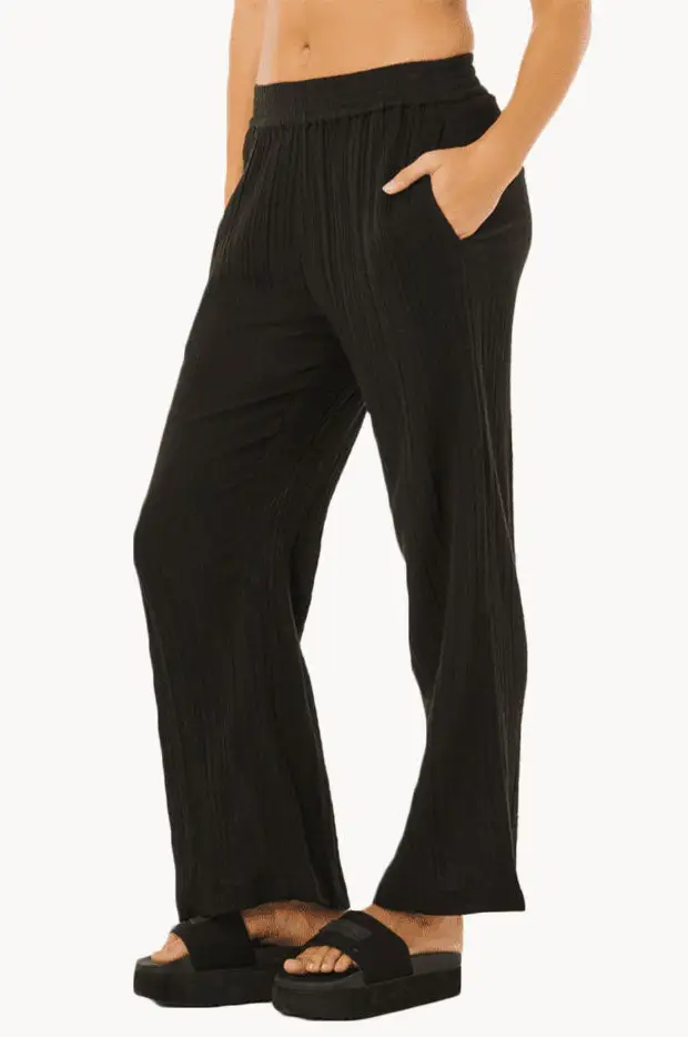 Smocked Waist Cotton Pants