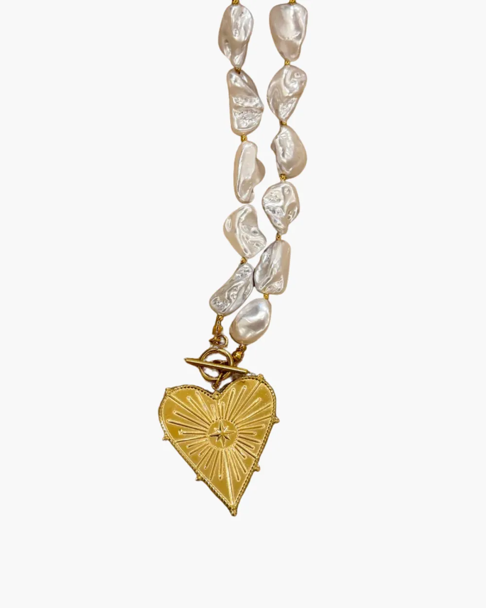 Blaze Heart Pearl Necklace