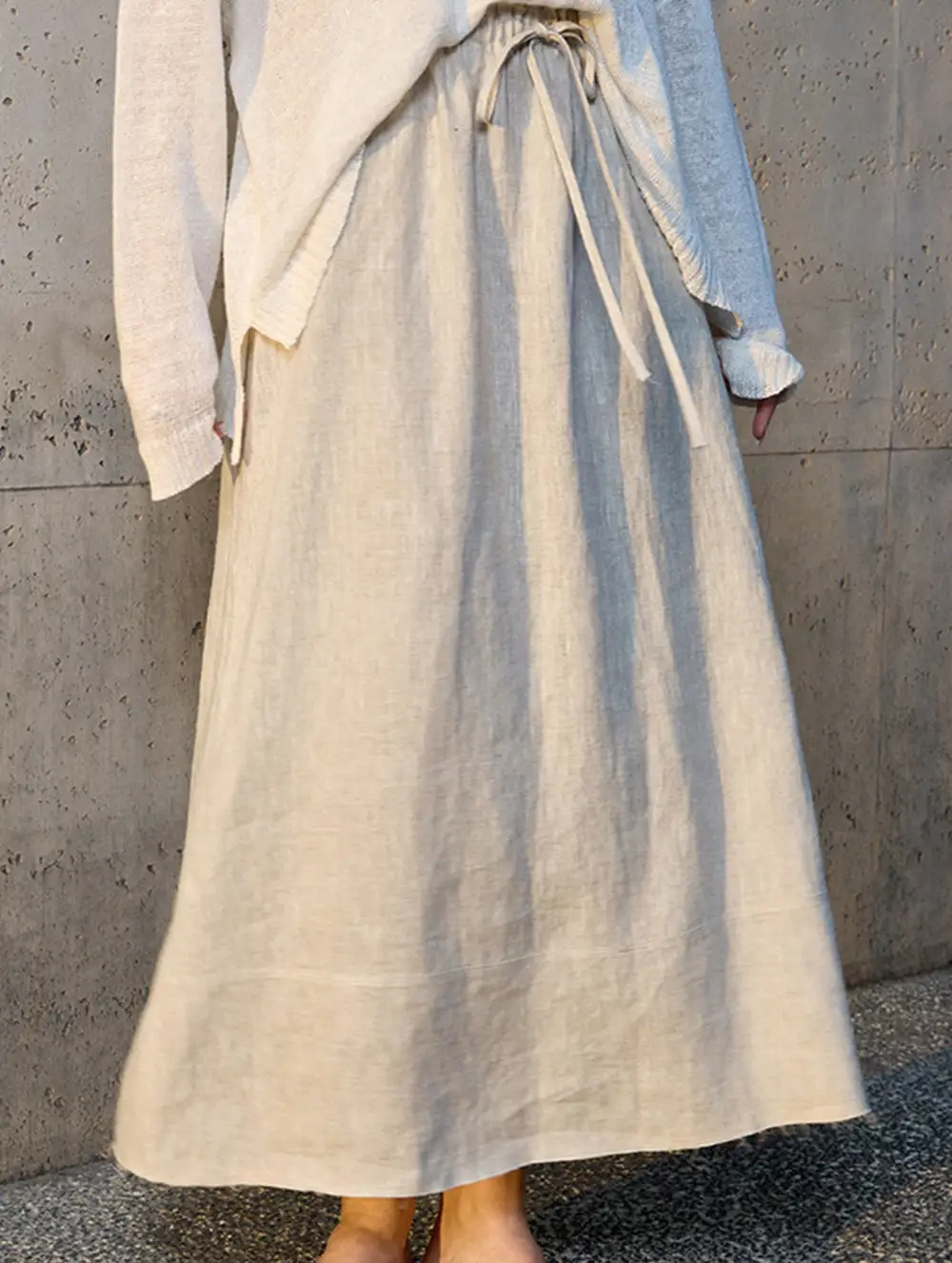 Linen A-Line Midi Skirt