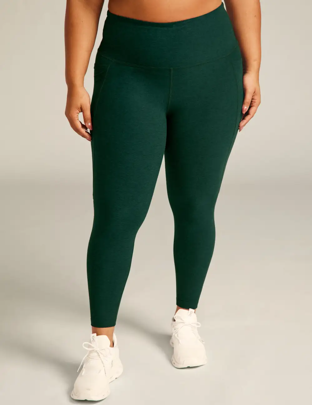 Pocketed Green Leggings For Functional Casual Style