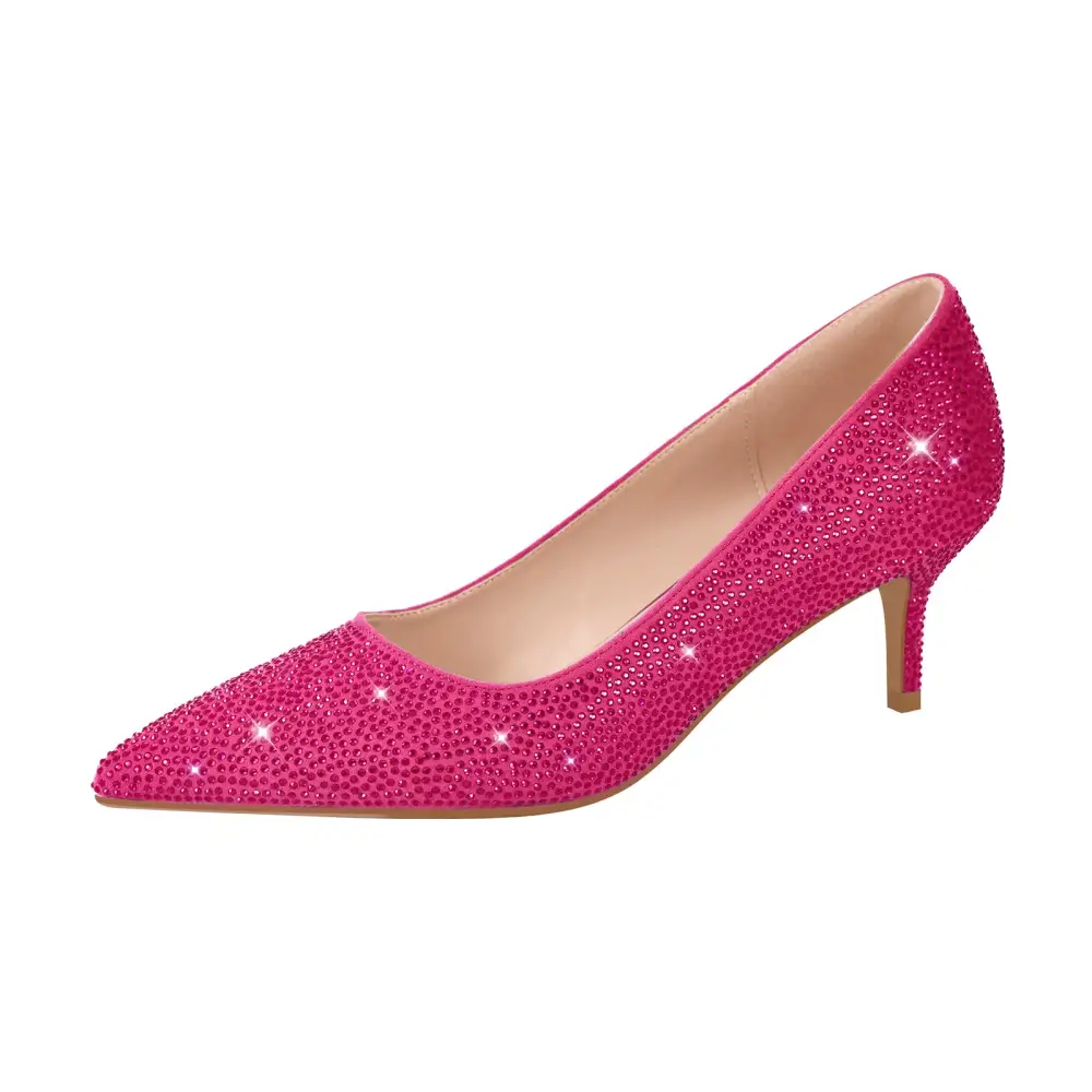 Rhinestone Pointed Toe Low Heel Pumps