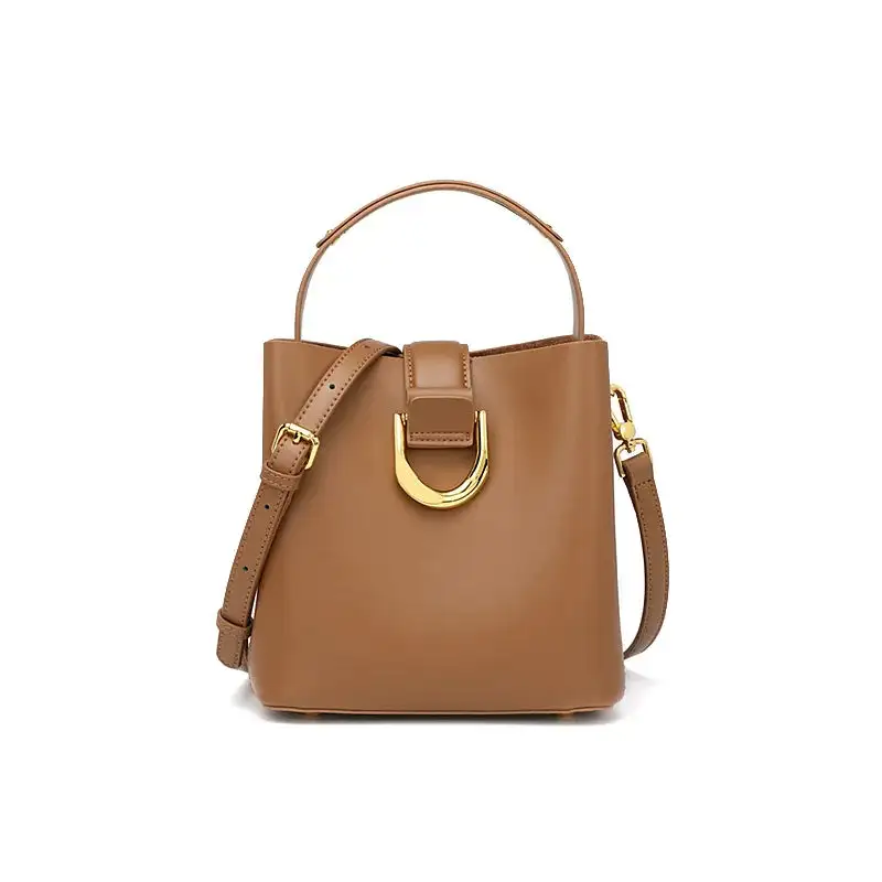 Genuine Leather Bucket Bag Sleek Versatile