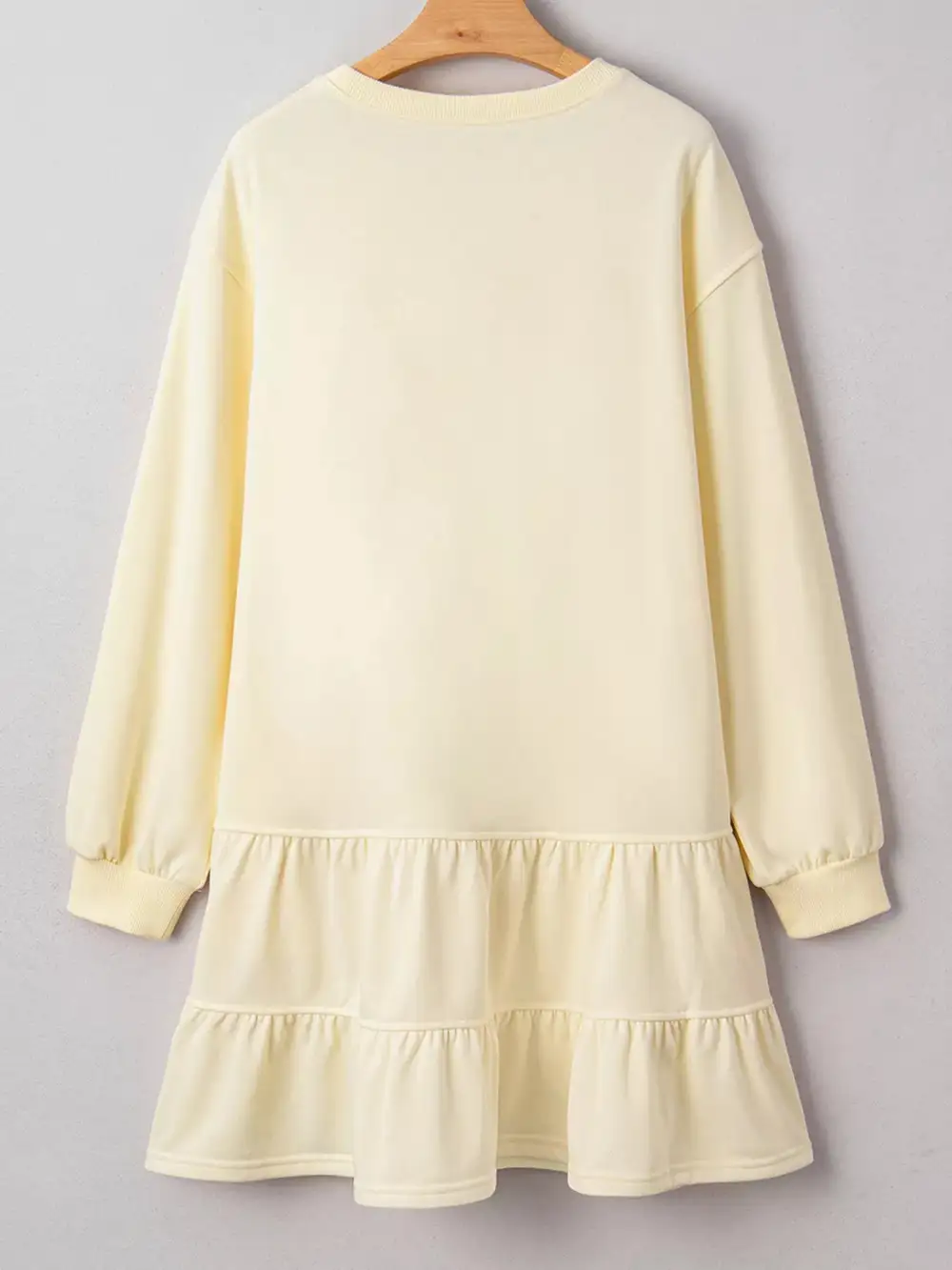Gathered Detail Ruffle Tiered Long Sleeve Mini Dress