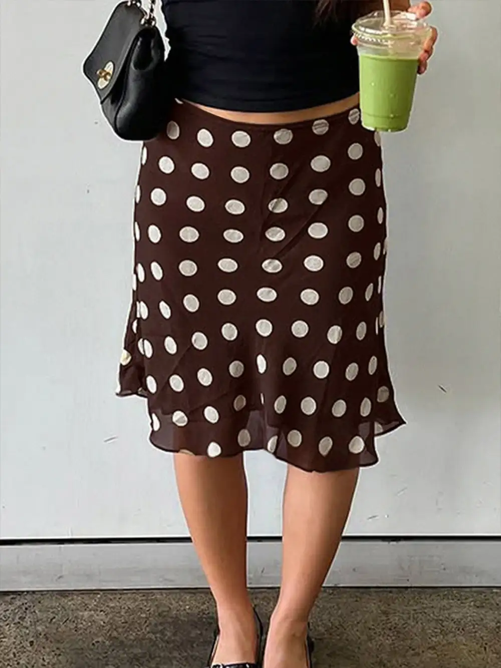 Sharp Mesh Polka Skirt