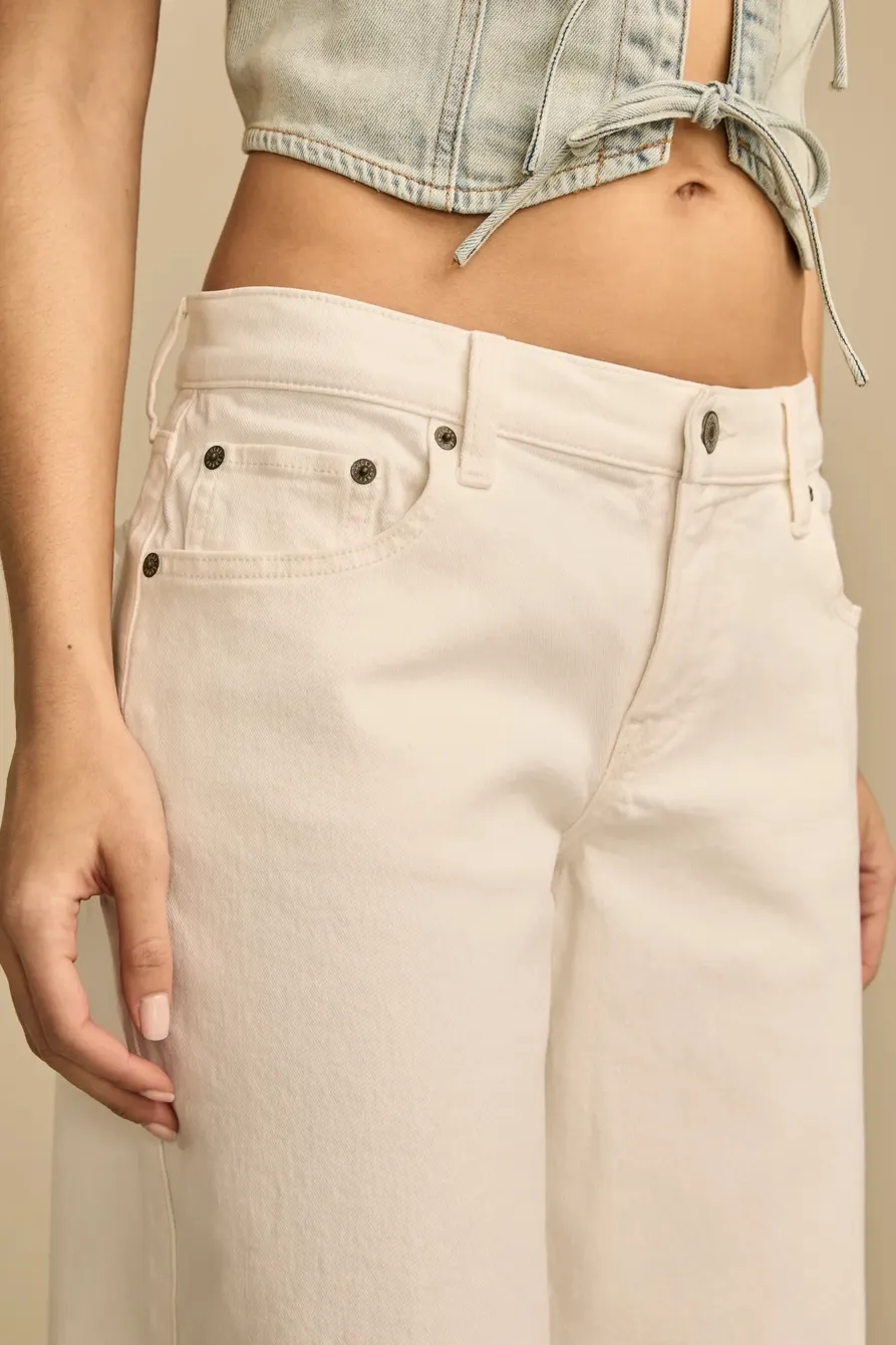 White Wash Mid Rise Sweet Wide Leg