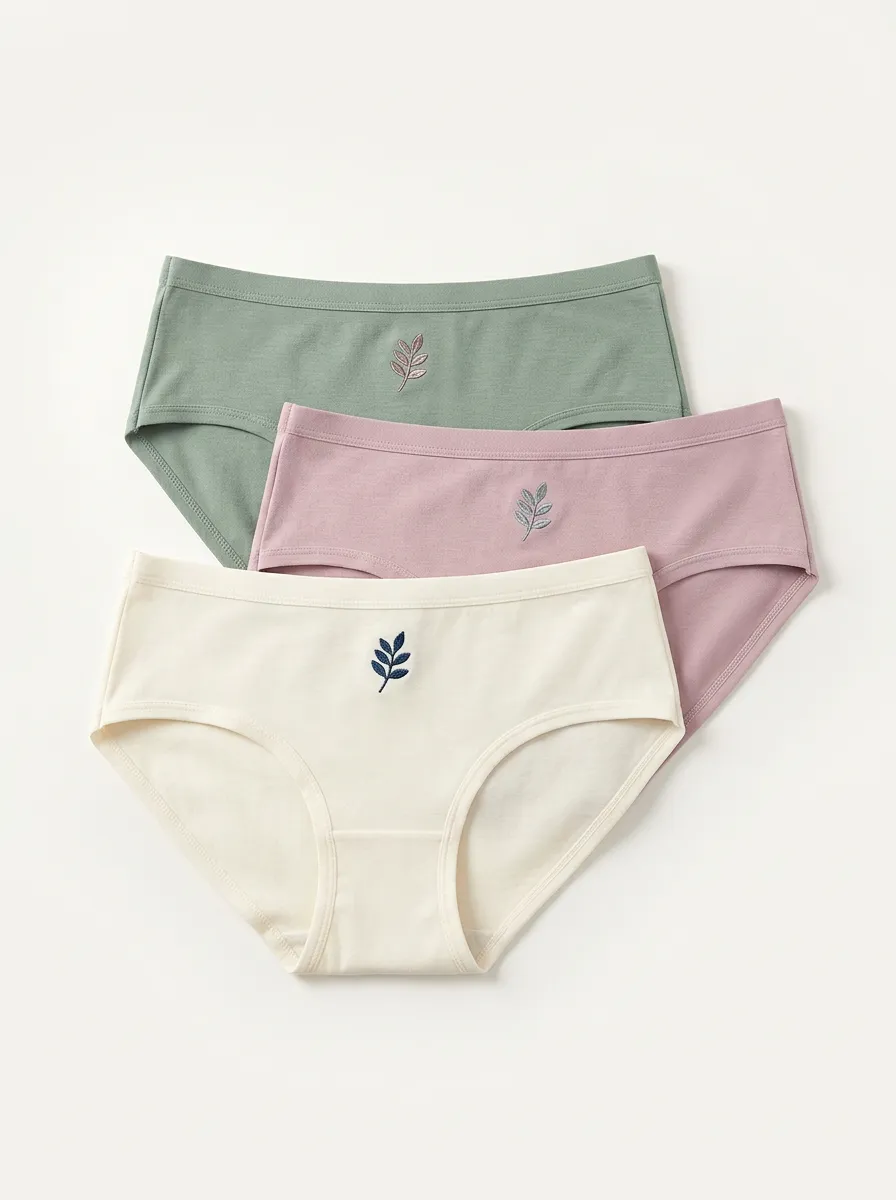 Women's Mid-Rise Rose Bikini Briefs Three Pack