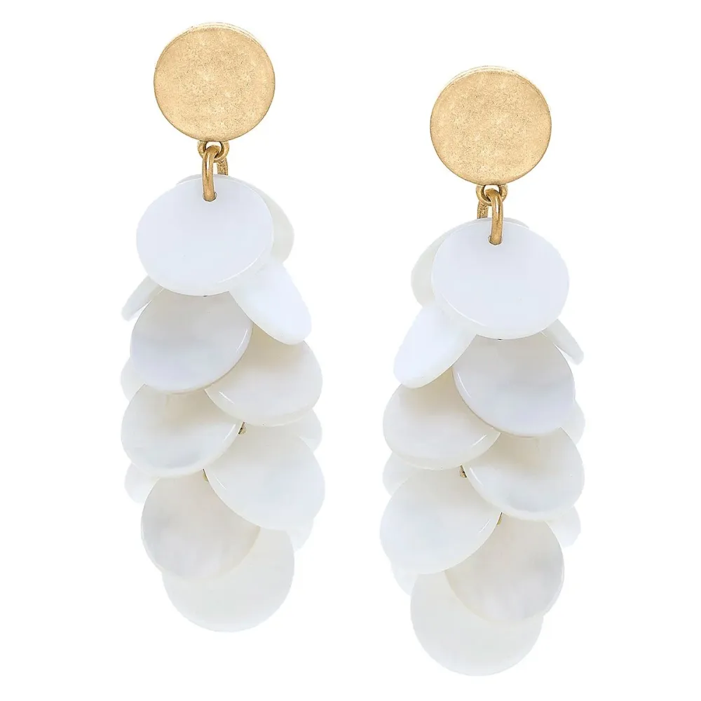 Pearl Detail Disc Cluster Cluster Earrings