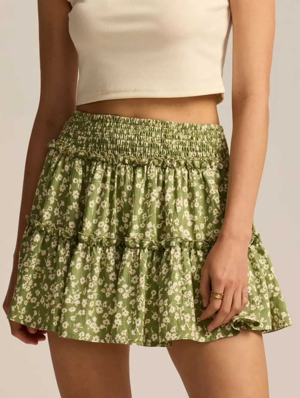 Elastic Waist Midi Skirt