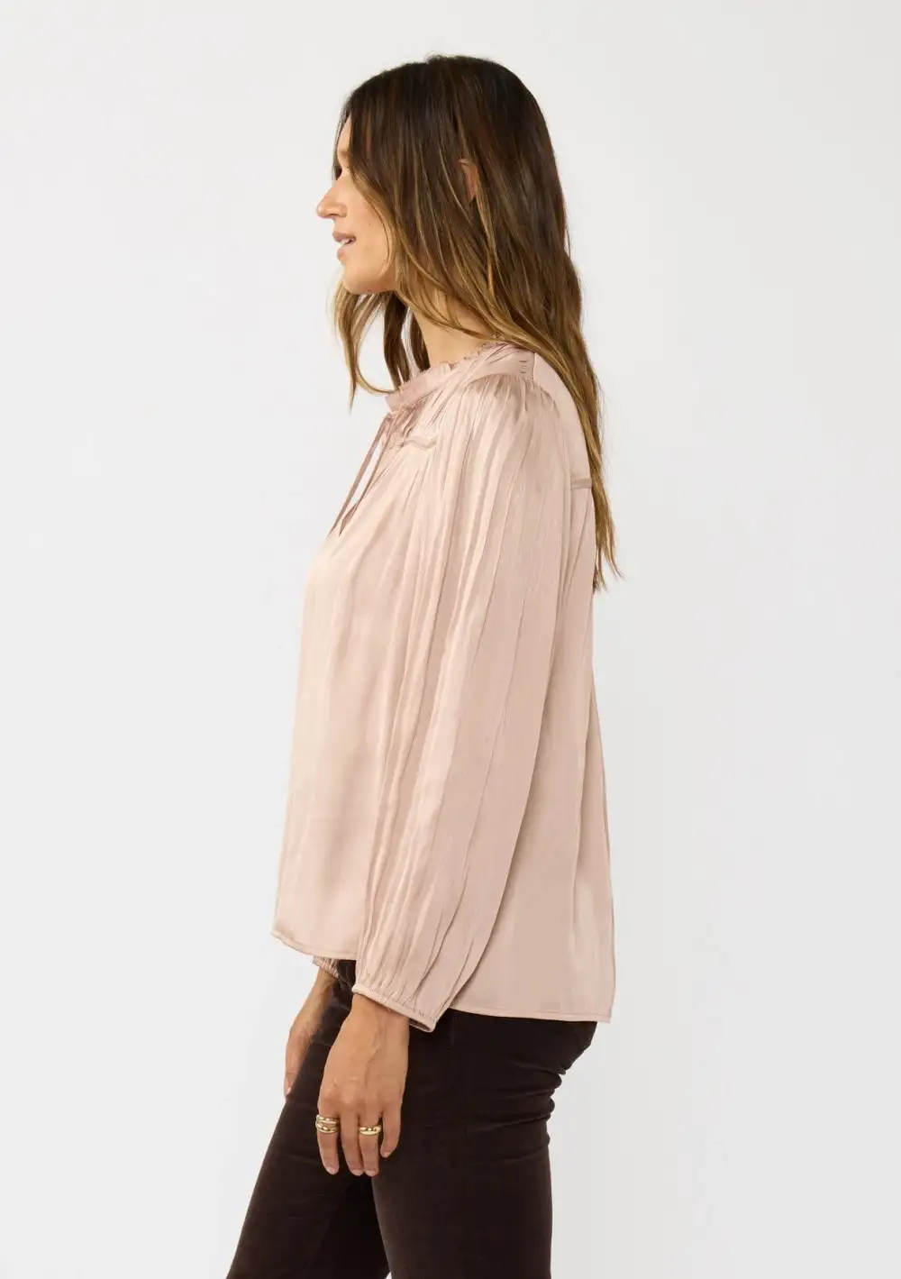 Split Neck Satin Blouse