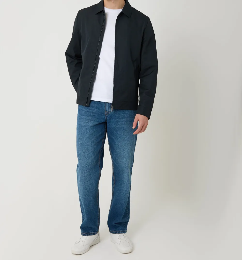 Navy Lightweight Water-Resistant Zip Jacket
