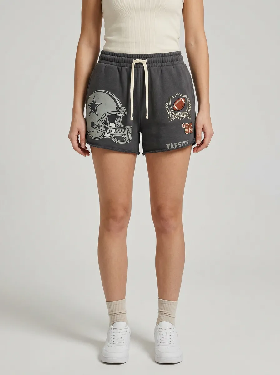 Women's Football Lover Helmet Varsity '95 Printed Shorts